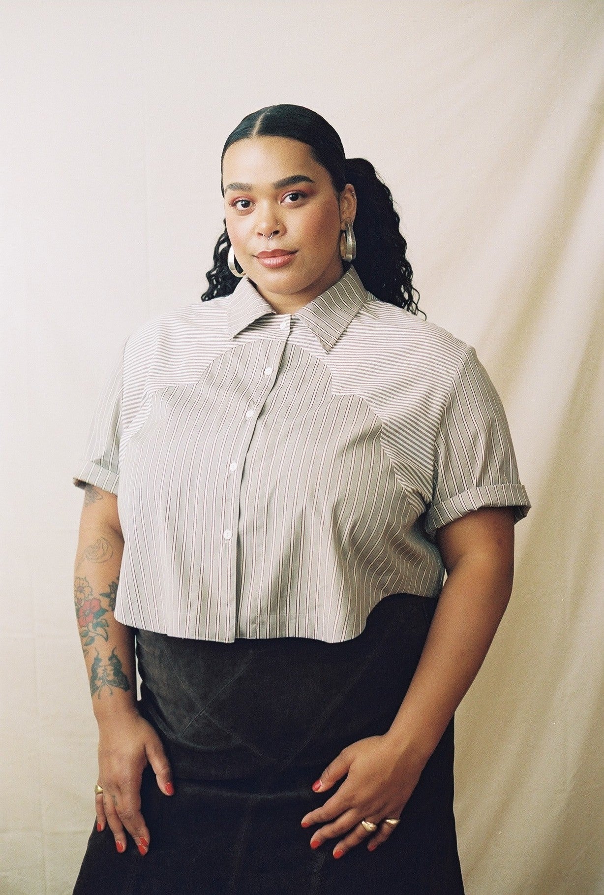 Elli Shirt with Curved Yoke- Candy